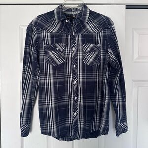 Men's Medium Blue Long-Sleeve Button-Down Shirt